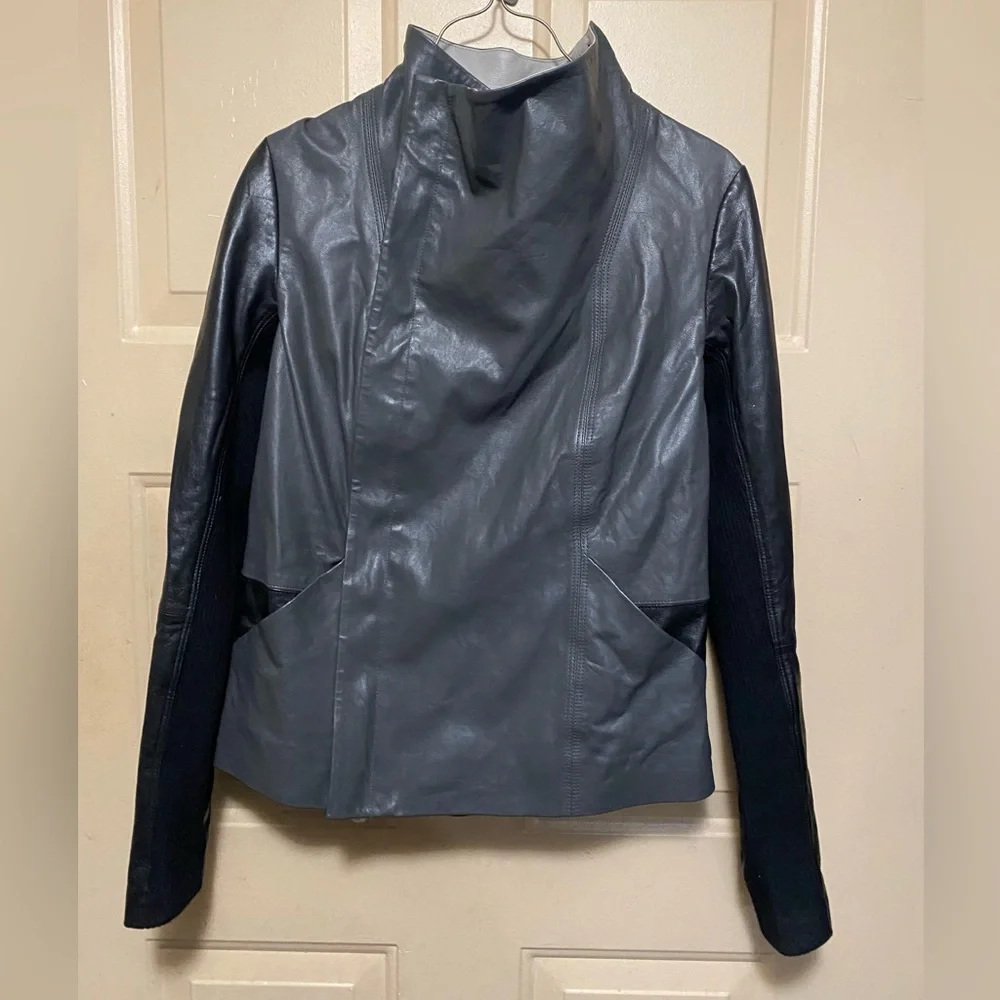 NWOT Vince Women’s Grey Lamb Leather Jacket - Picture 2 of 9